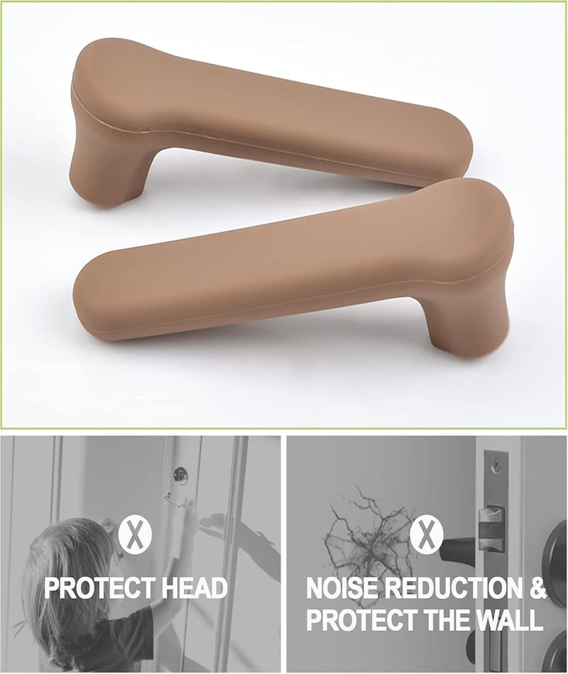 Buildcon 2 Pcs Door Handle,Soft Door Knob Protectors for Home, Silicone Door Handle Cover, Cold Weather Protection Pet Scratch Prevention, (Brown) - Image 5