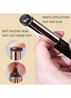 HS 2 PCS Silicone Lip Brush Round Head, Makeup Brush, Soft Silicone Brush Reusable Lipstick Applicator With Dust Cap, Halo Staining Brushes For Lip Balm, Lipstick, Lip Gloss, Concealer  - Image 3