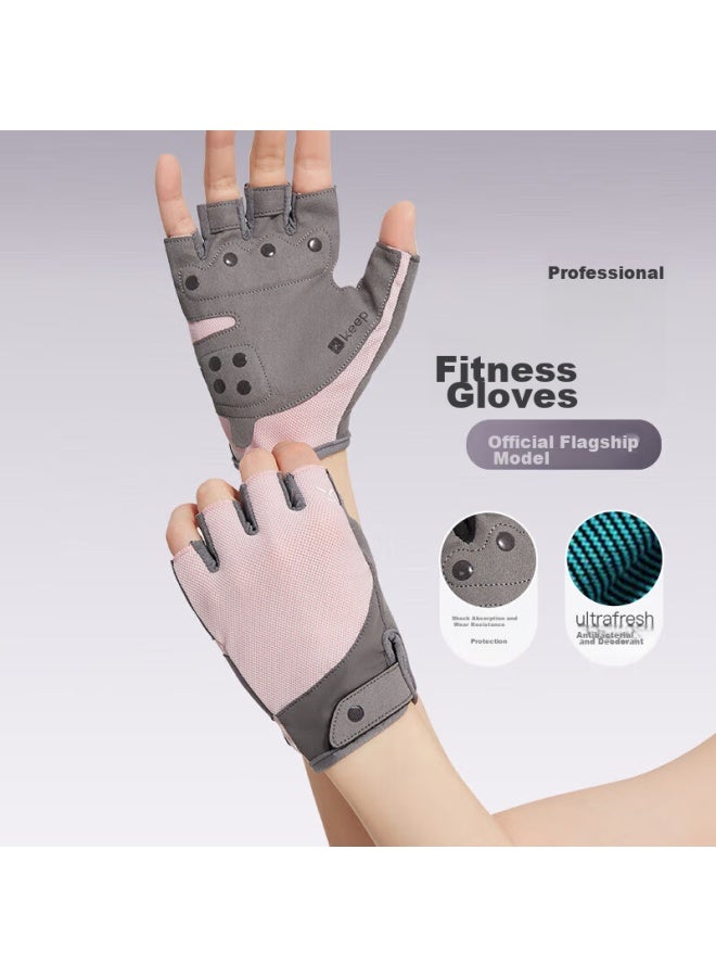 كيب Keep Fitness قفازات للرجال والنساء، قفازات رياضية لركوب الدراجات، سحب لأعلى، تدريب، رفع الأثقال، حماية راحة اليد غير الزلة، كرزي وردي، M - Image 1