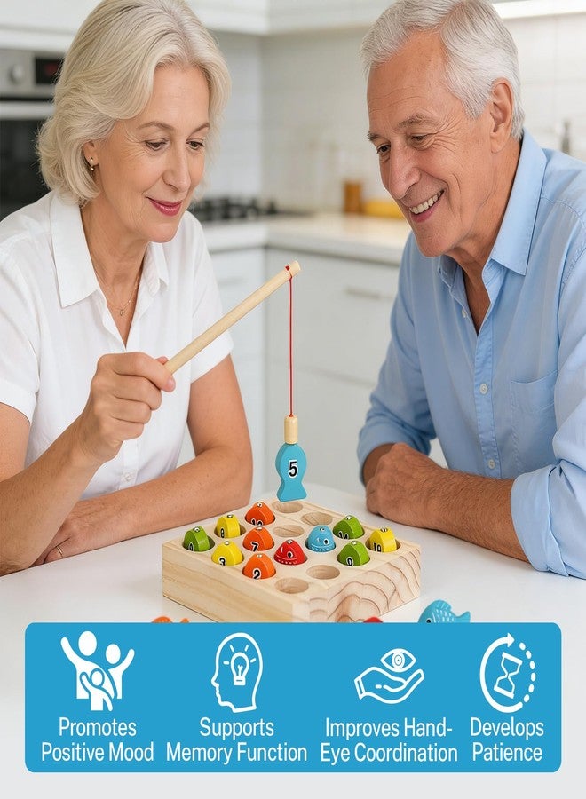 OUWERALL Wooden Magnetic Fishing Game for Dementia, Alzheimer‘s Activities for Elderly, Cognitive Stimulation Sensory Busy Tool, Occupational Therapy Toy for Senior Patients with Memory Loss, Calming Gift - Image 5
