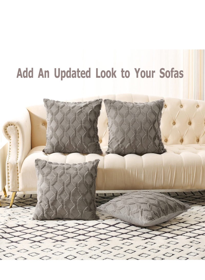 MIXDE 2 PCS Square Luxury Style Cushion Case Soft Plush Short Wool Velvet Decorative Throw Pillow Covers (45*45CM) - Image 2