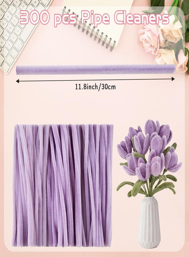 SythorYang Pipe Cleaners Craft 300 PCS Thick Pipe Cleaner Flower Kit Pipe Cleaners Bulk Fuzzy Sticks Chenille Stems for DIY Flower Bouquet Making Arts Craft Creative Projects(Purple) - Image 3