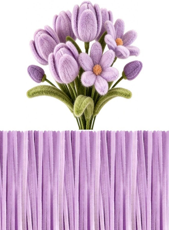 SythorYang Pipe Cleaners Craft 300 PCS Thick Pipe Cleaner Flower Kit Pipe Cleaners Bulk Fuzzy Sticks Chenille Stems for DIY Flower Bouquet Making Arts Craft Creative Projects(Purple) - Image 1