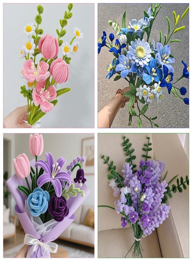 SythorYang Pipe Cleaners Craft 300 PCS Thick Pipe Cleaner Flower Kit Pipe Cleaners Bulk Fuzzy Sticks Chenille Stems for DIY Flower Bouquet Making Arts Craft Creative Projects(Purple) - Image 2
