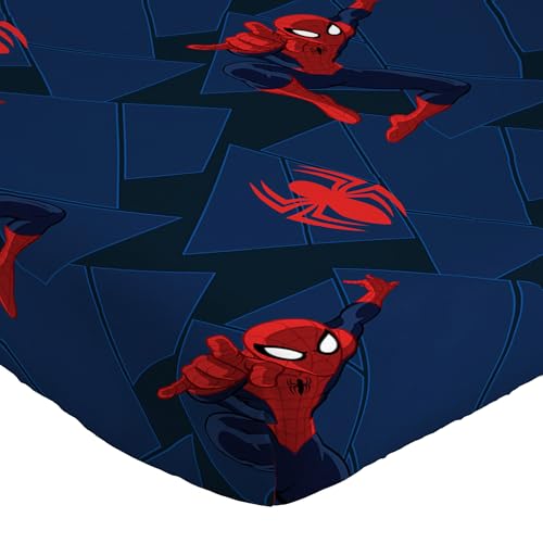 Jay Franco Kids Sheet Set with Fitted, Flat Sheets & Pillow Cover - Ultra-Soft Bedding with Pillowcase for Room Decor, Blue - Spiderman, 4 Piece Full - Image 2