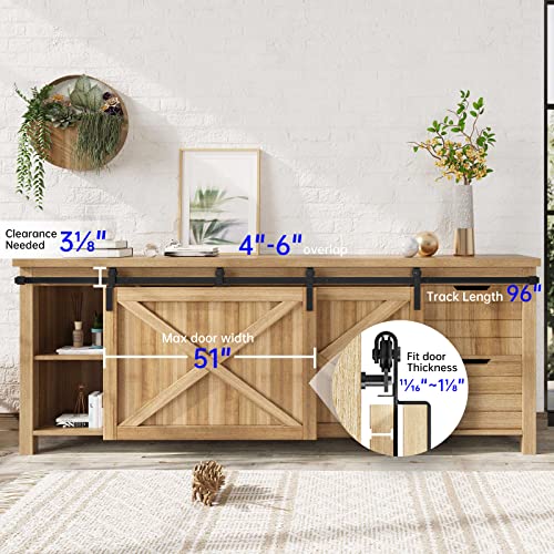 EaseLife 8 FT Mini Cabinet Bypass Sliding Barn Door Hardware Track Kit,Easy Install,Slide Smoothly Quietly,Apply for Storage Window TV Stand and Other Shielding (No Cabinet) - Image 3