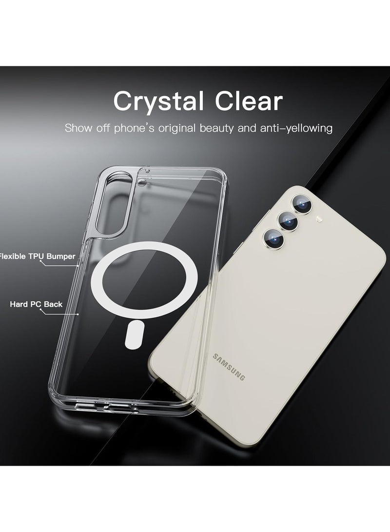 Magnetic Case for Samsung Galaxy S23 6.1-Inch, Compatible with MagSafe, Shockproof Protective Phone Cover, Non-Yellowing Hard Clear PC Back (Clear) - Image 2