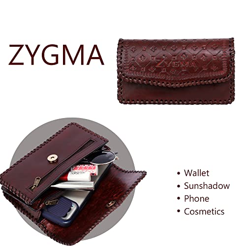 zygma Handmade Genuine Leather Clutch Purse for Women,Hard Leather Clutch Gift For Women,Pure Leather Wallet For ladies - Image 3
