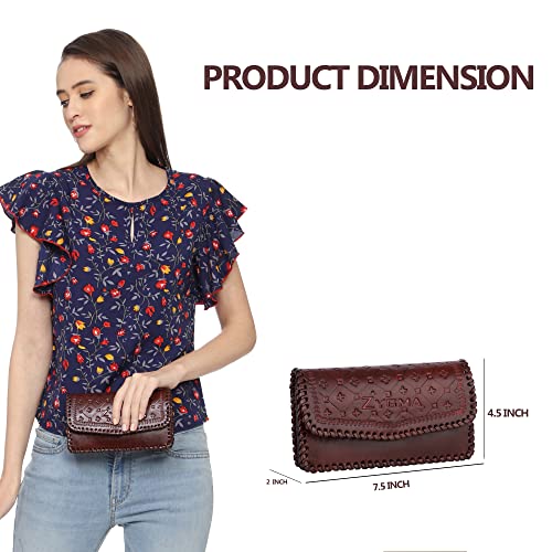 zygma Handmade Genuine Leather Clutch Purse for Women,Hard Leather Clutch Gift For Women,Pure Leather Wallet For ladies - Image 2