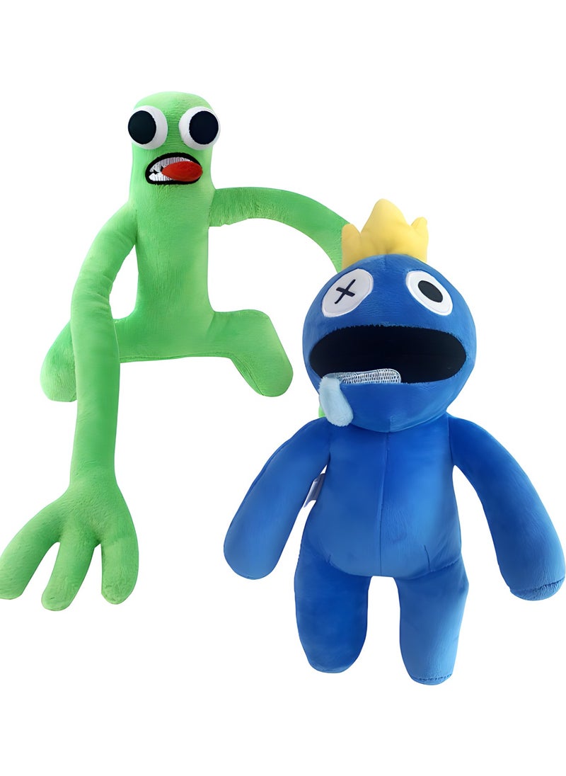 MAGIC VAULT 2PCS Rainbow Friends Plush,Cute Rainbow Friends Toys,Rainbow Friends Night Stuffed Animal Plush Doll for Game Fans Kids(Green Blue Rainbow Friends)  - Image 1