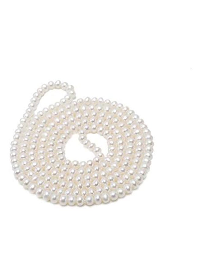JYXJEWELRY أنيقة المرأة سترة طويلة قلادة 6-7 مللي متر شقة مستديرة صغيرة بيضاء لؤلؤ المياه العذبة قلادة للنساء 47in  - Image 1