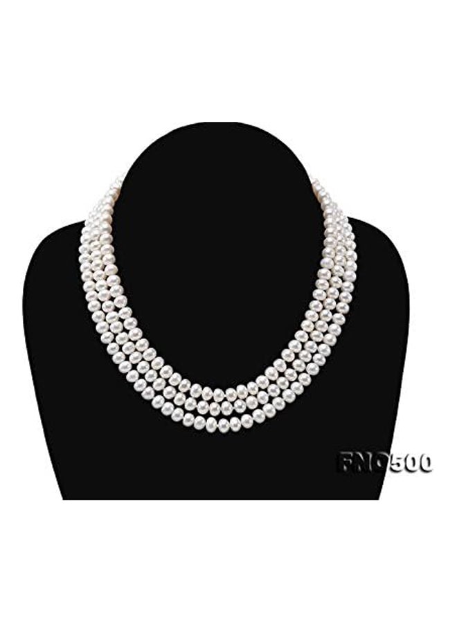 JYXJEWELRY أنيقة المرأة سترة طويلة قلادة 6-7 مللي متر شقة مستديرة صغيرة بيضاء لؤلؤ المياه العذبة قلادة للنساء 47in  - Image 3