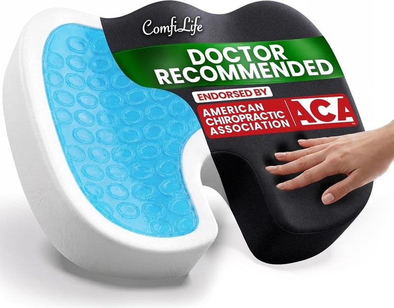 ComfiLife Gel Enhanced Seat Cushion - Non-Slip Orthopedic Gel & Memory Foam Coccyx Cushion for Tailbone Pain - Office Chair Car Seat Cushion - Sciatica & Back Pain Relief (Black) - Image 1