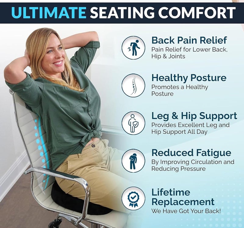 ComfiLife Gel Enhanced Seat Cushion - Non-Slip Orthopedic Gel & Memory Foam Coccyx Cushion for Tailbone Pain - Office Chair Car Seat Cushion - Sciatica & Back Pain Relief (Black) - Image 5