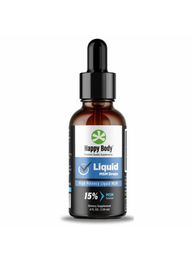 Happy Body Liquid Msm Drops – The Highest Content In A Supplement. Ideal For Both Oral & Topical Applications - 1 X 4 Fl. Oz Bottle. - Image 1