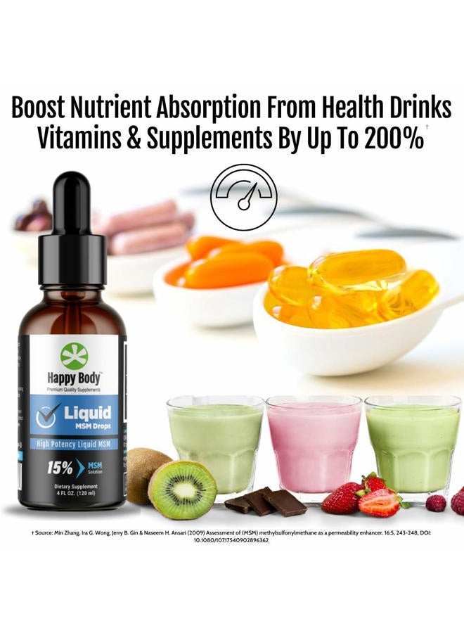 Happy Body Liquid Msm Drops – The Highest Content In A Supplement. Ideal For Both Oral & Topical Applications - 1 X 4 Fl. Oz Bottle. - Image 5