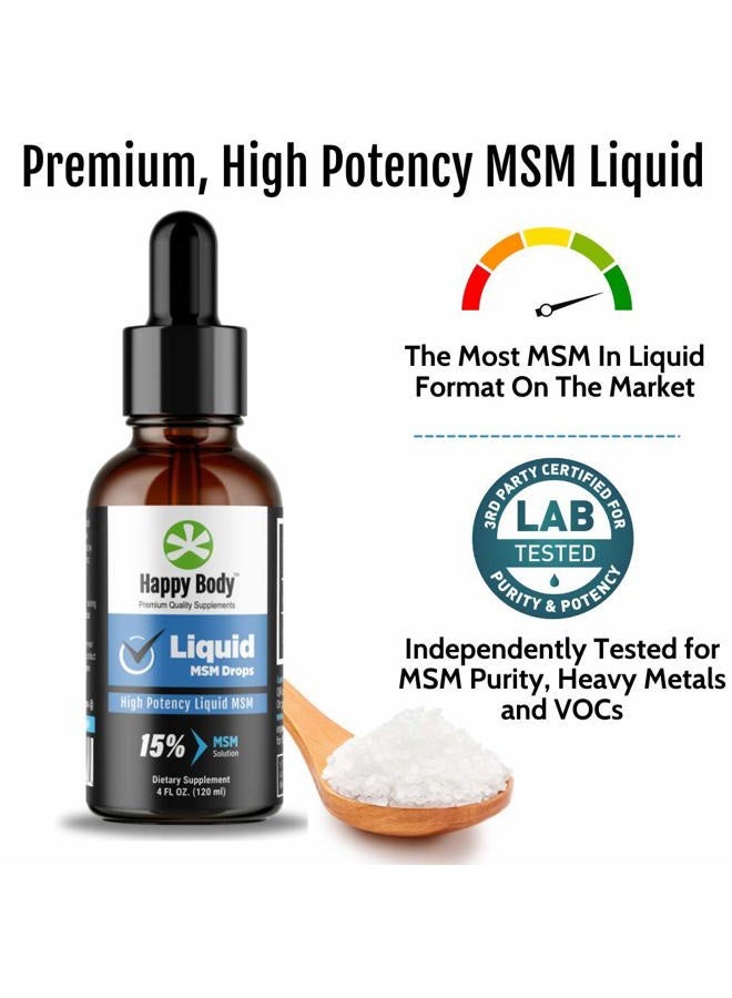 Happy Body Liquid Msm Drops – The Highest Content In A Supplement. Ideal For Both Oral & Topical Applications - 1 X 4 Fl. Oz Bottle. - Image 3
