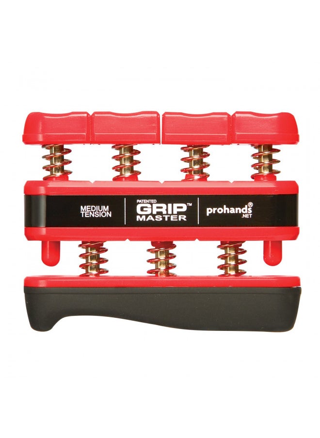 PROHANDS Gripmaster Hand Exerciser, Finger Exerciser (Hand Grip Strengthener), Spring-Loaded, Finger-Piston System, Isolate and Exercise Each Finger, (7 lb Medium Tension, Red-Gripmaster)