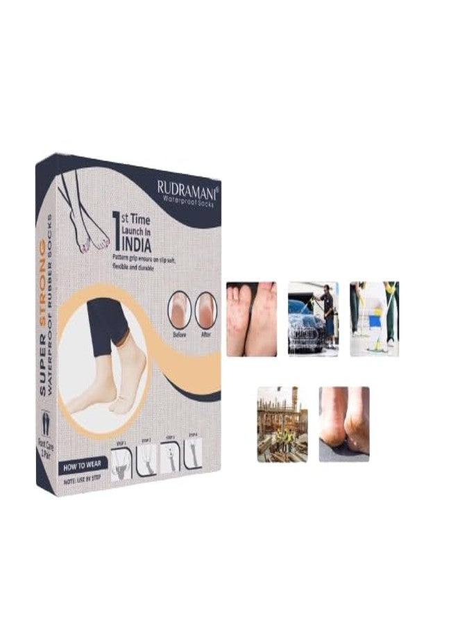 Rahipa Moisturising Silicon Heel Socks with Anti-Heel Full Length Waterproof Rubber Socks for Pain Relief and Foot Care Protection for Men and Women (Pack of 1) - Image 1