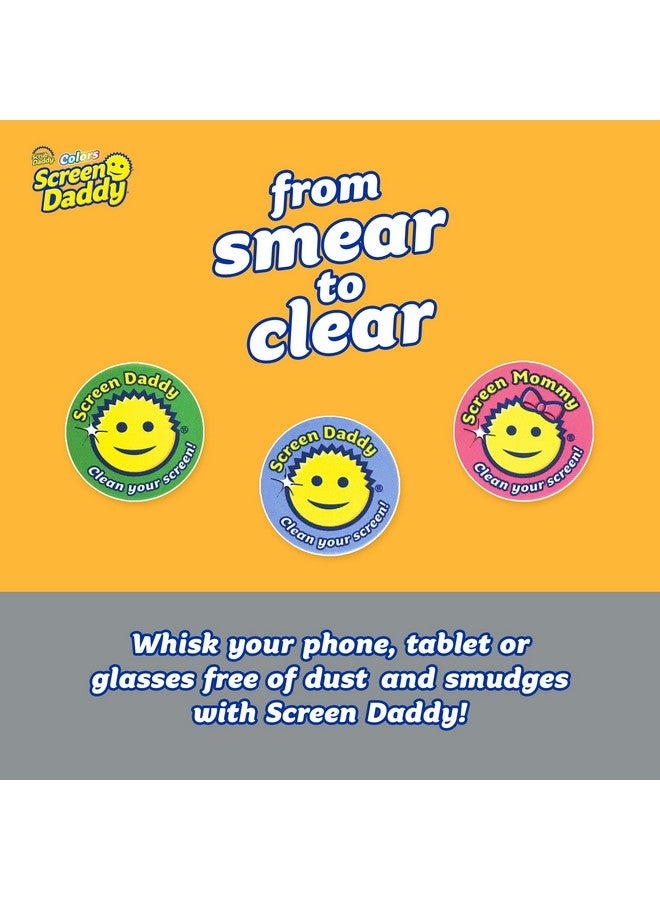 Scrub Daddy, Screen Daddy - Multi-color, Multi-use Microfiber Cleaning Pads for Electronic Screens With Convenient Storage, Scratch Free, Streak Free, Reusable and Washable, 3ct