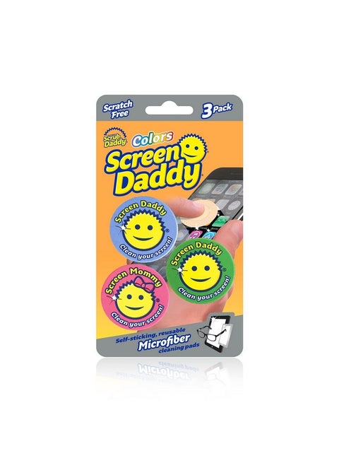 Scrub Daddy, Screen Daddy - Multi-color, Multi-use Microfiber Cleaning Pads for Electronic Screens With Convenient Storage, Scratch Free, Streak Free, Reusable and Washable, 3ct