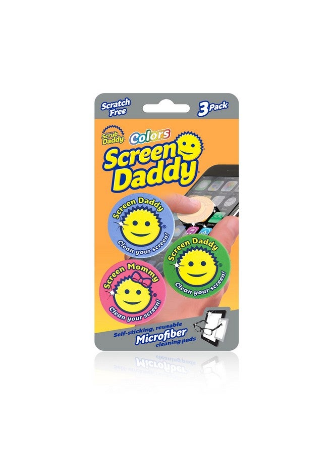Scrub Daddy, Screen Daddy - Multi-color, Multi-use Microfiber Cleaning Pads for Electronic Screens With Convenient Storage, Scratch Free, Streak Free, Reusable and Washable, 3ct