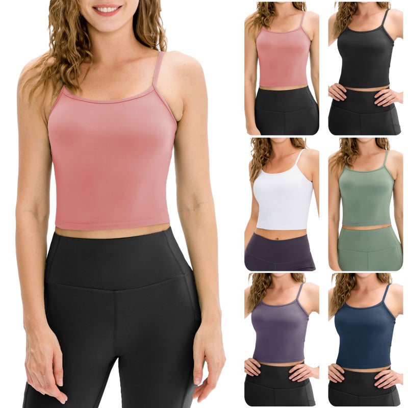 Plain Cami Large Purple: Stretchy Slim Silhouette Crop Cut - Soft Skin-friendly Basic Camisole for Yoga Running Workout Leisure Sports - Image 4