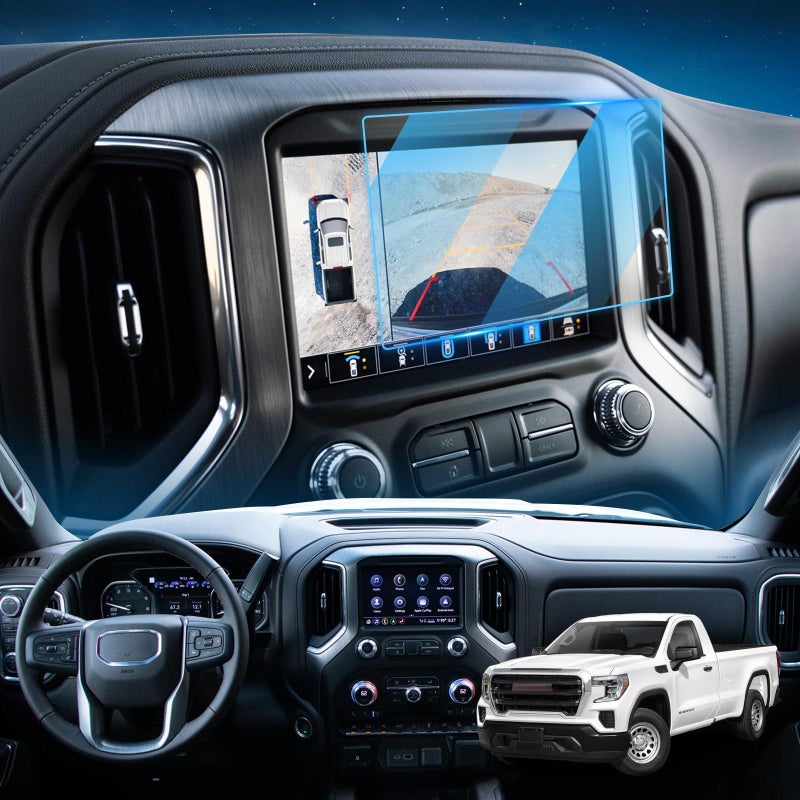LFOTPP يناسب 2019 2020 2021 2022 GMC سييرا 1500 واقي شاشة نظام الملاحة IntelliLink بحجم 8 بوصات، 2022 GMC تيرين AT4 واقي شاشة لمسية مركزية من الزجاج المقسى مضاد للخدش عالي الوضوح - Image 1