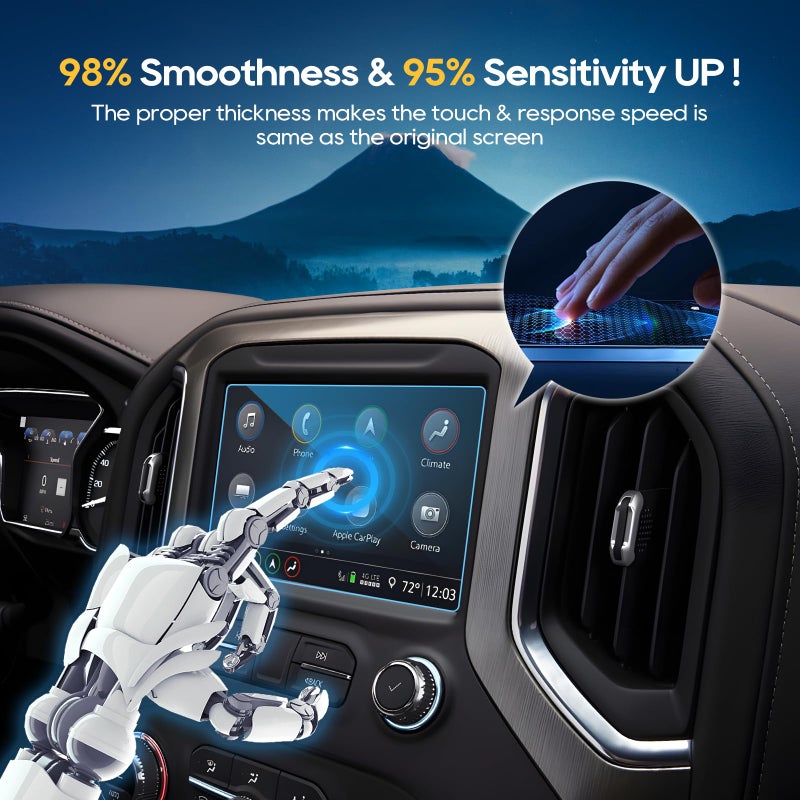 LFOTPP يناسب 2019 2020 2021 2022 GMC سييرا 1500 واقي شاشة نظام الملاحة IntelliLink بحجم 8 بوصات، 2022 GMC تيرين AT4 واقي شاشة لمسية مركزية من الزجاج المقسى مضاد للخدش عالي الوضوح - Image 5