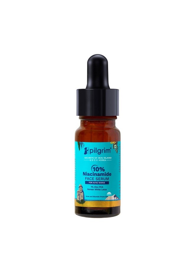 PILGRIM 10% Niacinamide Face Serum For Acne Marks 10Ml Fades Blemishes & Dark Spots Oil Control Brightens & Evens Skin Tone All Skin Types Women & Men