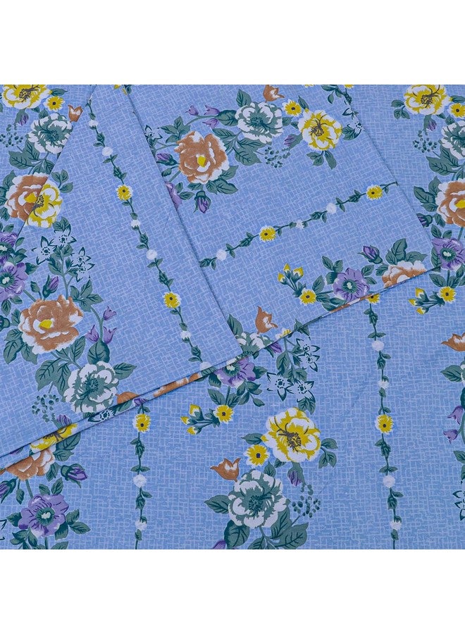 Status Contract Cotton Rich Double Bedsheet with 2 Pillow Covers for Bed Room, Home, Hotel-120 GSM (Blue) - Image 2