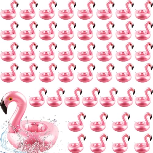 Sonarun 48 Pack Inflatable Flamingo Drink Holder Cute Blow Up Flamingo Cup Holder Coaster Reusable Flamingo Drink Float Inflate for Summer Water Toy Beach Pool Party Favor - Image 1
