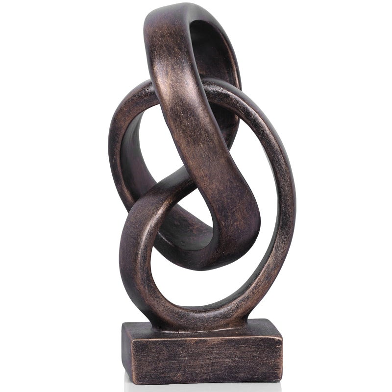 DOVDOV Abstract Bronze Rope Knot Statue, Geometric Decor, Living Room Coffee Table Bookshelf countertop Bronze Decor, Office Coffee Table entryway entryway Desktop Decor. - Image 1