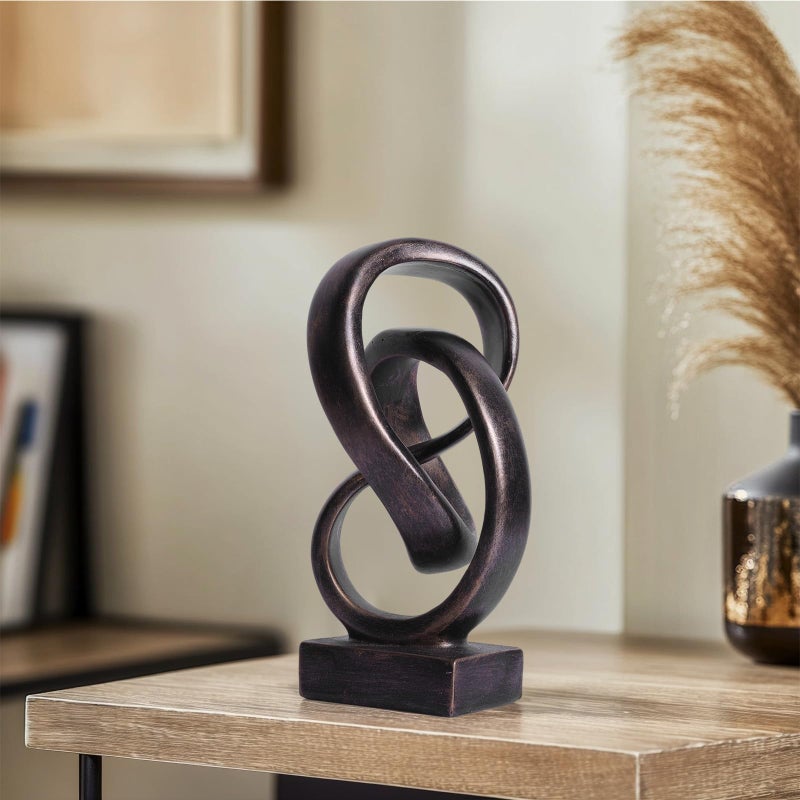 DOVDOV Abstract Bronze Rope Knot Statue, Geometric Decor, Living Room Coffee Table Bookshelf countertop Bronze Decor, Office Coffee Table entryway entryway Desktop Decor. - Image 2