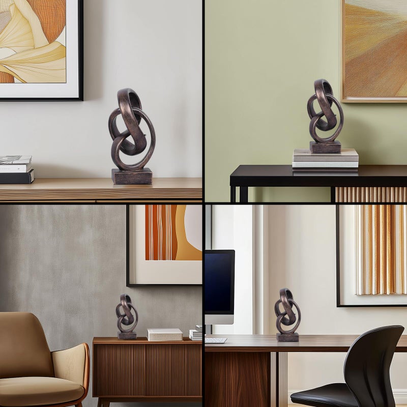 DOVDOV Abstract Bronze Rope Knot Statue, Geometric Decor, Living Room Coffee Table Bookshelf countertop Bronze Decor, Office Coffee Table entryway entryway Desktop Decor. - Image 4
