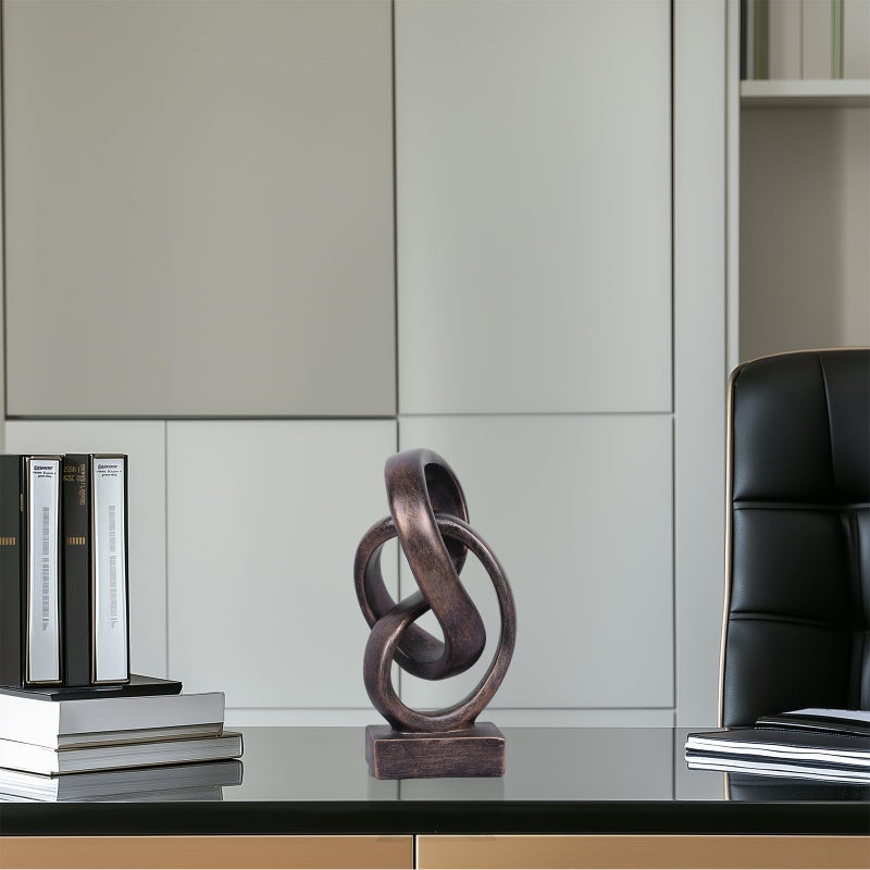 DOVDOV Abstract Bronze Rope Knot Statue, Geometric Decor, Living Room Coffee Table Bookshelf countertop Bronze Decor, Office Coffee Table entryway entryway Desktop Decor. - Image 5