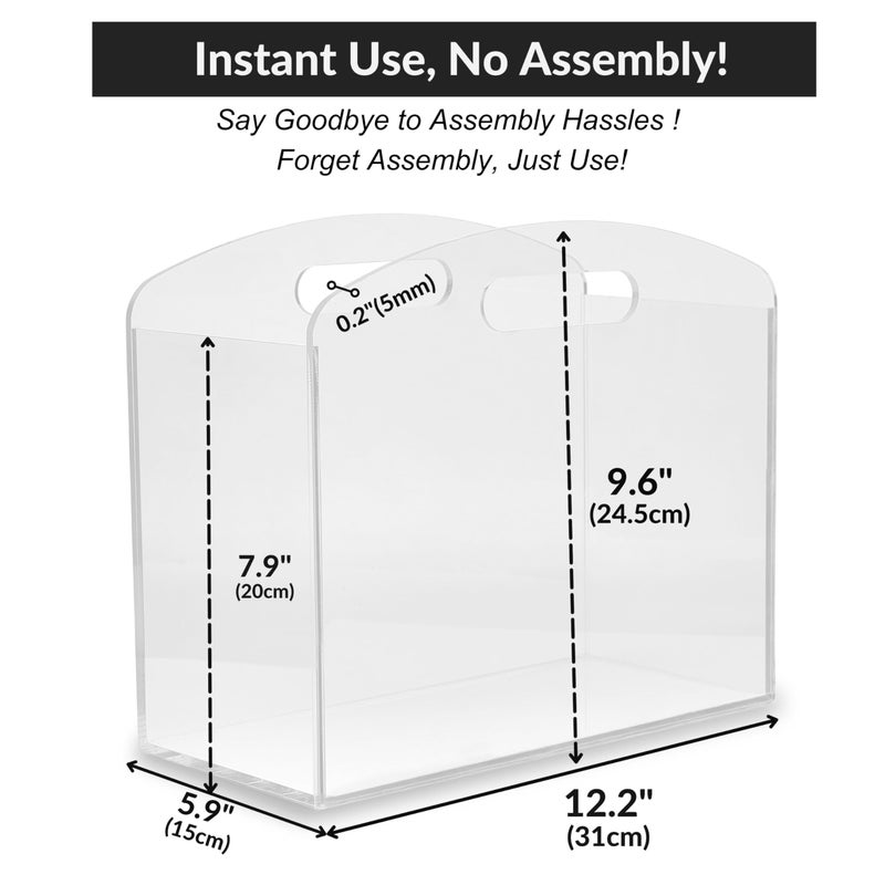 Meicloud Magazine Rack - Clear Acrylic Magazine Holder  Acrylic Newspaper Stand Organizer With Handles  Modern Lucite Magazine And Book Basket Box For Bathroom  Bedroom  Living Room And Office - Image 4