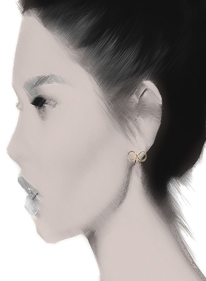 سبيننج دايزي أقراط فيونكة صغيرة لامعة مصنوعة يدويًا من Spinningdaisy باللون الذهبي - Image 4