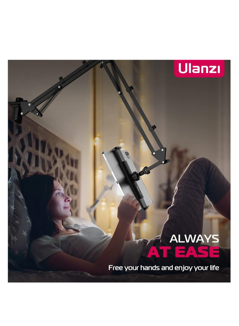 ULANZI T2 Adjustable Tablet Holder For Desk Carbon Steel Tablet Stand For Bed Flexible Tablet Arm Clamp Compatible With IPad Pro IPad Air IPad Mini Galaxy Tab IPhone - Image 2