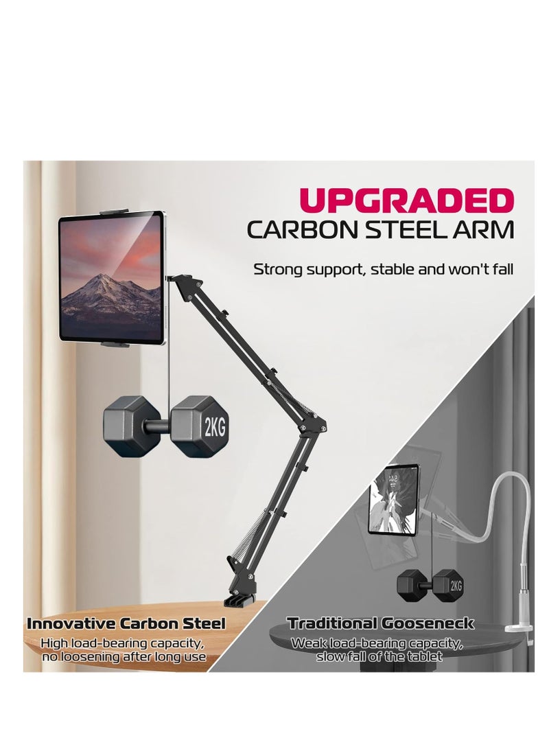 ULANZI T2 Adjustable Tablet Holder For Desk Carbon Steel Tablet Stand For Bed Flexible Tablet Arm Clamp Compatible With IPad Pro IPad Air IPad Mini Galaxy Tab IPhone - Image 3