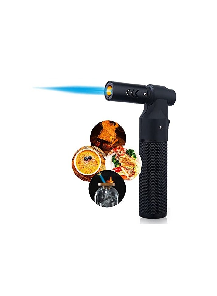 Green Tiger Culinary Torch Windproof lighter Butane Refillable Adjustable Flame Kitchen Torch Candle lighter Camping Home Use Welding (Black) - Image 1