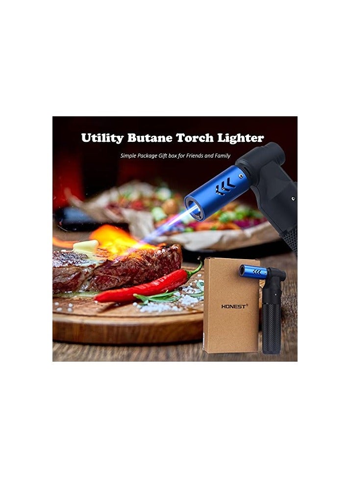 Green Tiger Culinary Torch Windproof lighter Butane Refillable Adjustable Flame Kitchen Torch Candle lighter Camping Home Use Welding (Black) - Image 3