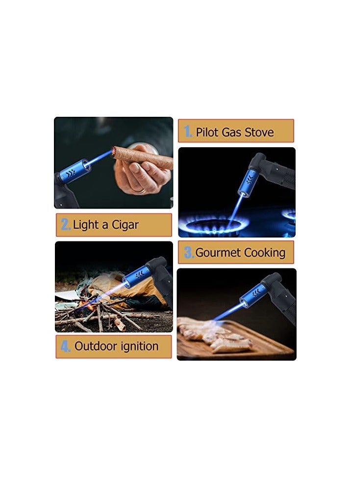 Green Tiger Culinary Torch Windproof lighter Butane Refillable Adjustable Flame Kitchen Torch Candle lighter Camping Home Use Welding (Black) - Image 5