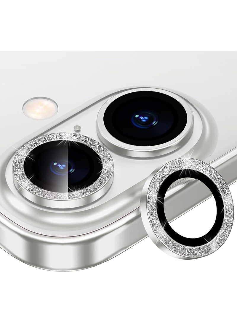 ACLIX For iPhone 17 Camera Lens Protector Bling Individual Metal Glitter Ring 9H Hardness Scratch Proof Protector, Stylish Phone Accessories, Case Friendly (Glitter Silver)