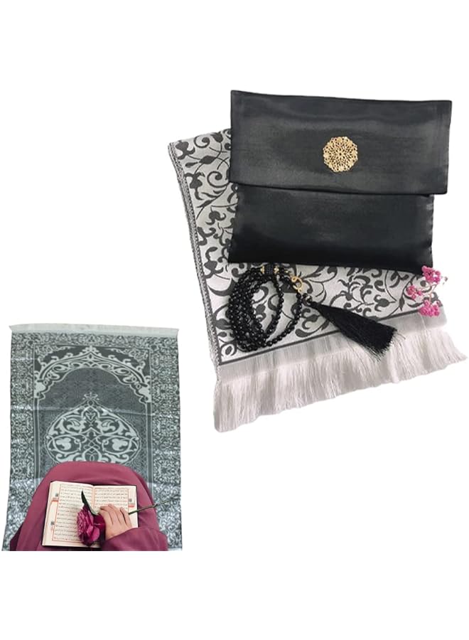 erorex Islamic Prayer Mat Set High Quality Rug And Decorative Rosary With Beautifull Pouch Ideal For Home Traveling At Office At Work For Ramadan Eid Etc Best Gift Idea Prayer Carpet Tasbih And Bag  - Image 1