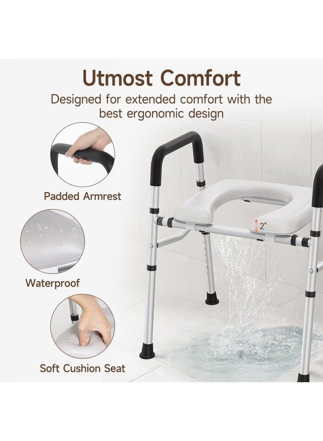 WAYES Toilet Seat Riser with Handles, Width and Height Adjustable Elevated Toilet Seat with Arms and Cozy Padded for Seniors, Handicap, Pregnant, Up to 400lbs, Black - Image 5