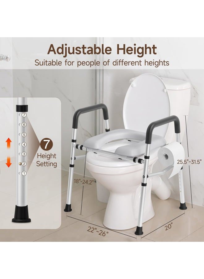 WAYES Toilet Seat Riser with Handles, Width and Height Adjustable Elevated Toilet Seat with Arms and Cozy Padded for Seniors, Handicap, Pregnant, Up to 400lbs, Black - Image 2
