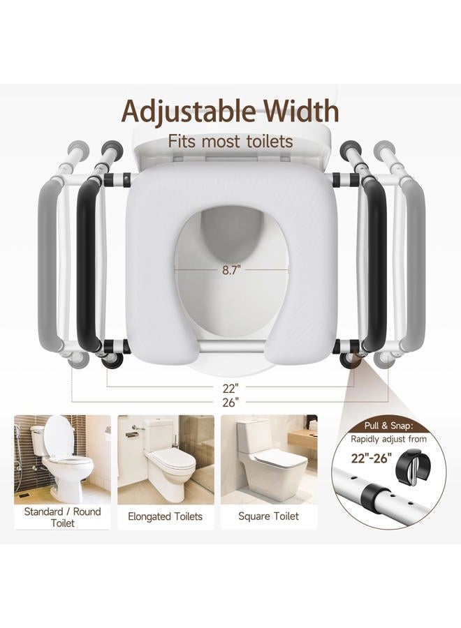 WAYES Toilet Seat Riser with Handles, Width and Height Adjustable Elevated Toilet Seat with Arms and Cozy Padded for Seniors, Handicap, Pregnant, Up to 400lbs, Black - Image 3