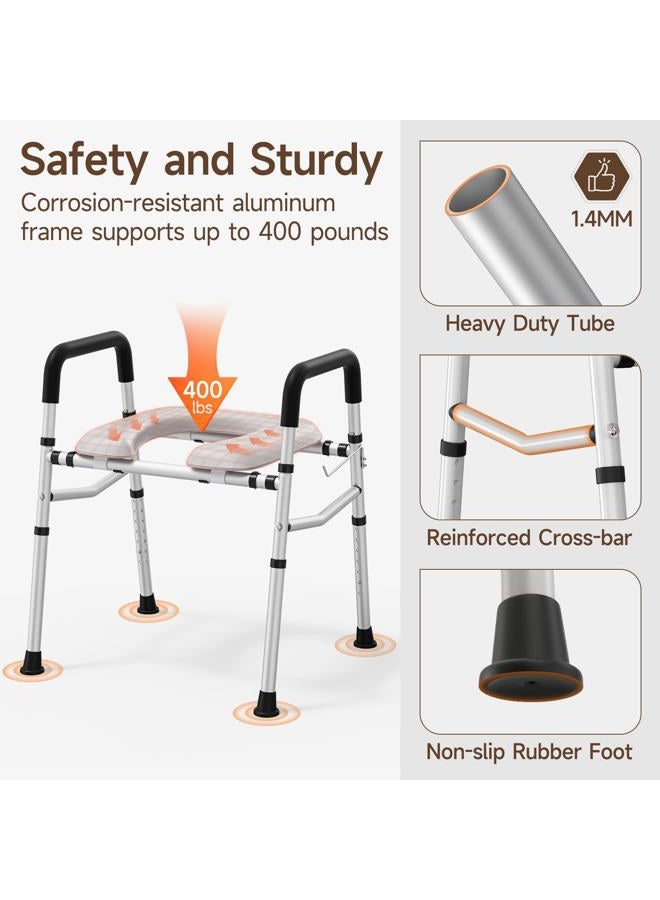 WAYES Toilet Seat Riser with Handles, Width and Height Adjustable Elevated Toilet Seat with Arms and Cozy Padded for Seniors, Handicap, Pregnant, Up to 400lbs, Black - Image 4