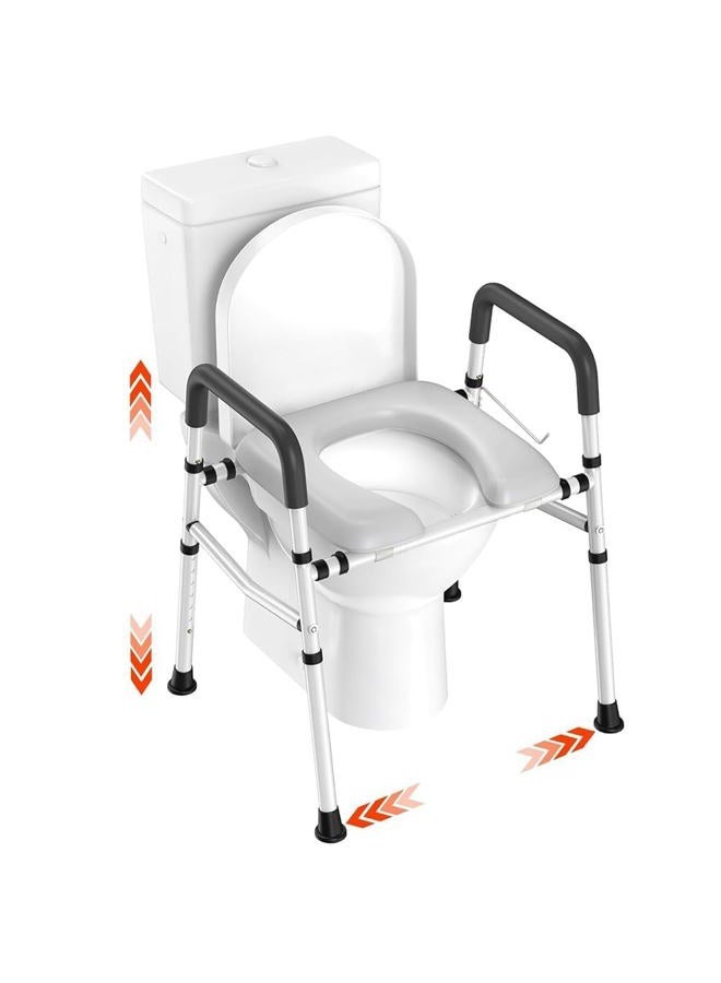 WAYES Toilet Seat Riser with Handles, Width and Height Adjustable Elevated Toilet Seat with Arms and Cozy Padded for Seniors, Handicap, Pregnant, Up to 400lbs, Black - Image 1